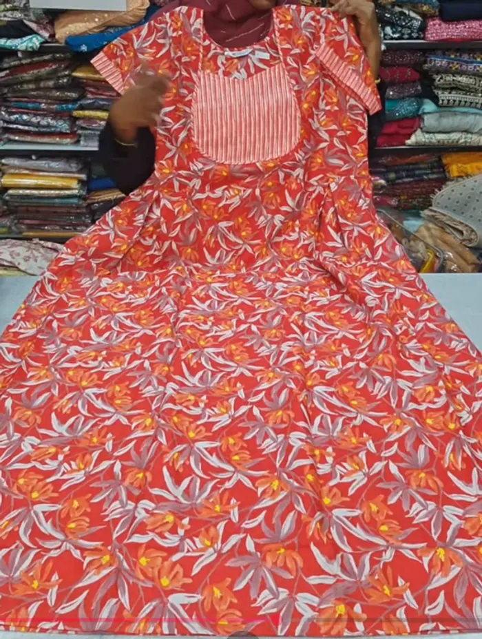 Premium Cotton Frock  Nighty with Adjustable Rope & Side Pocket | NT3372